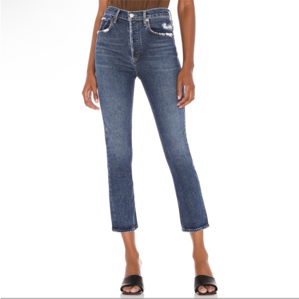 AGOLDE Riley High Rise Button Fly Distressed Jeans - Picture 2 of 13